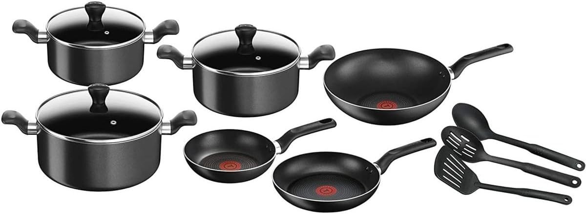 ست آشپزی تفال سوپر کوک ۱۲ تکه نچسب، مشکی، آلومینیوم، B143Sc86