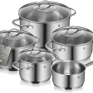 ست ۵ تکه قابلمه WMF Provence Plus با درب شیشه‌ای، استیل ضدزنگ کرومارجان صیقلی، ست قابلمه، بدون روکش